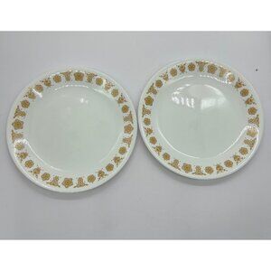 Set of 2 Corelle Butterfly Flower Gold Harvest Lunch Plate 8 1/2" Vintage